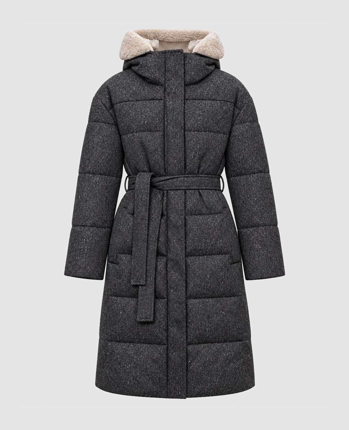 Gray down jacket with wool Brunello Cucinelli