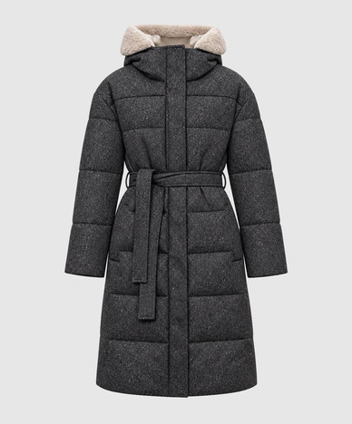 Gray down jacket with wool