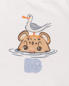 Dolce&Gabbana Children's white T-shirt with print and DG logo L1JT7WG7PNH