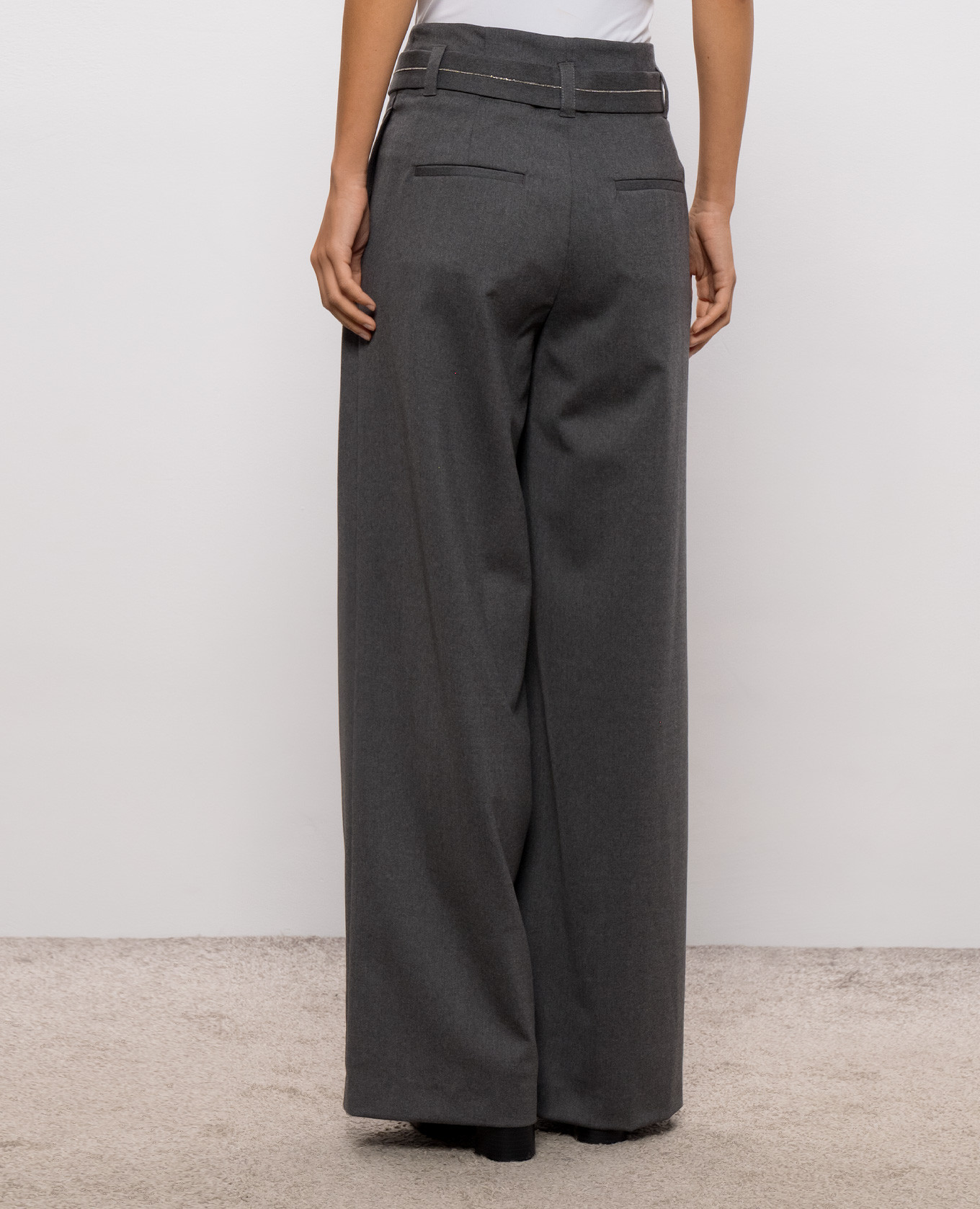 Gray wool pants with belt Peserico 4