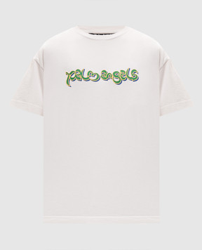 Palm Angels Ivory T-shirt with logo print PMAA109S26JER009
