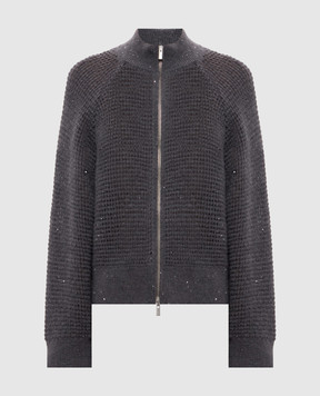 Peserico Gray alpaca wool cardigan A99225F07A9336