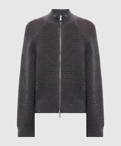 Gray alpaca wool cardigan