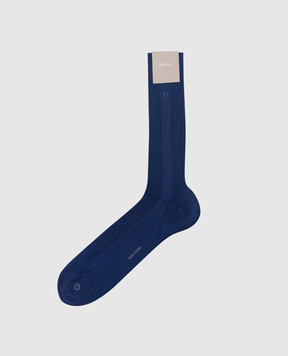 Tom Ford Blue socks with monogram embroidery KKS001YMC045