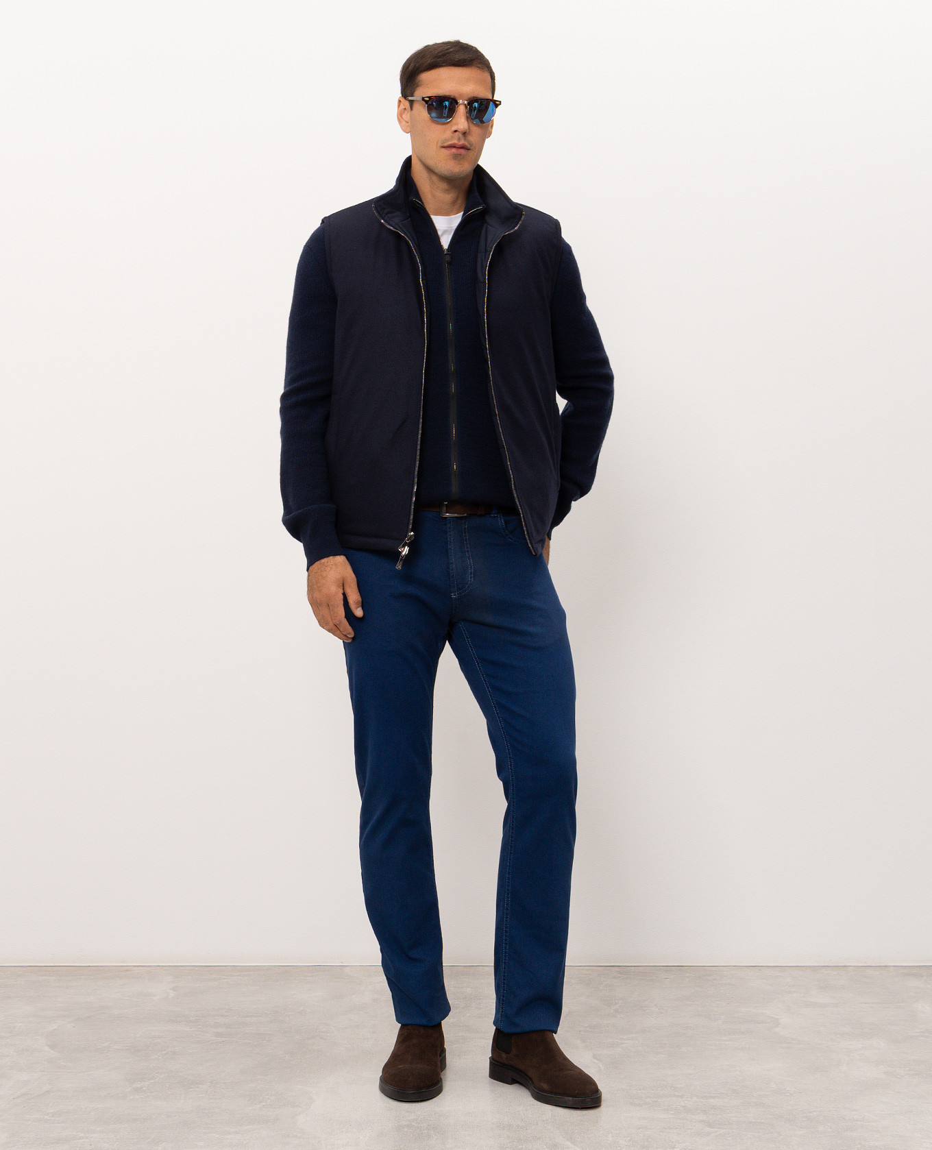 Blue wool and cashmere cardigan Canali 2