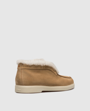 Santoni Beige suede deserts with fur WUYA58457TISAPFR