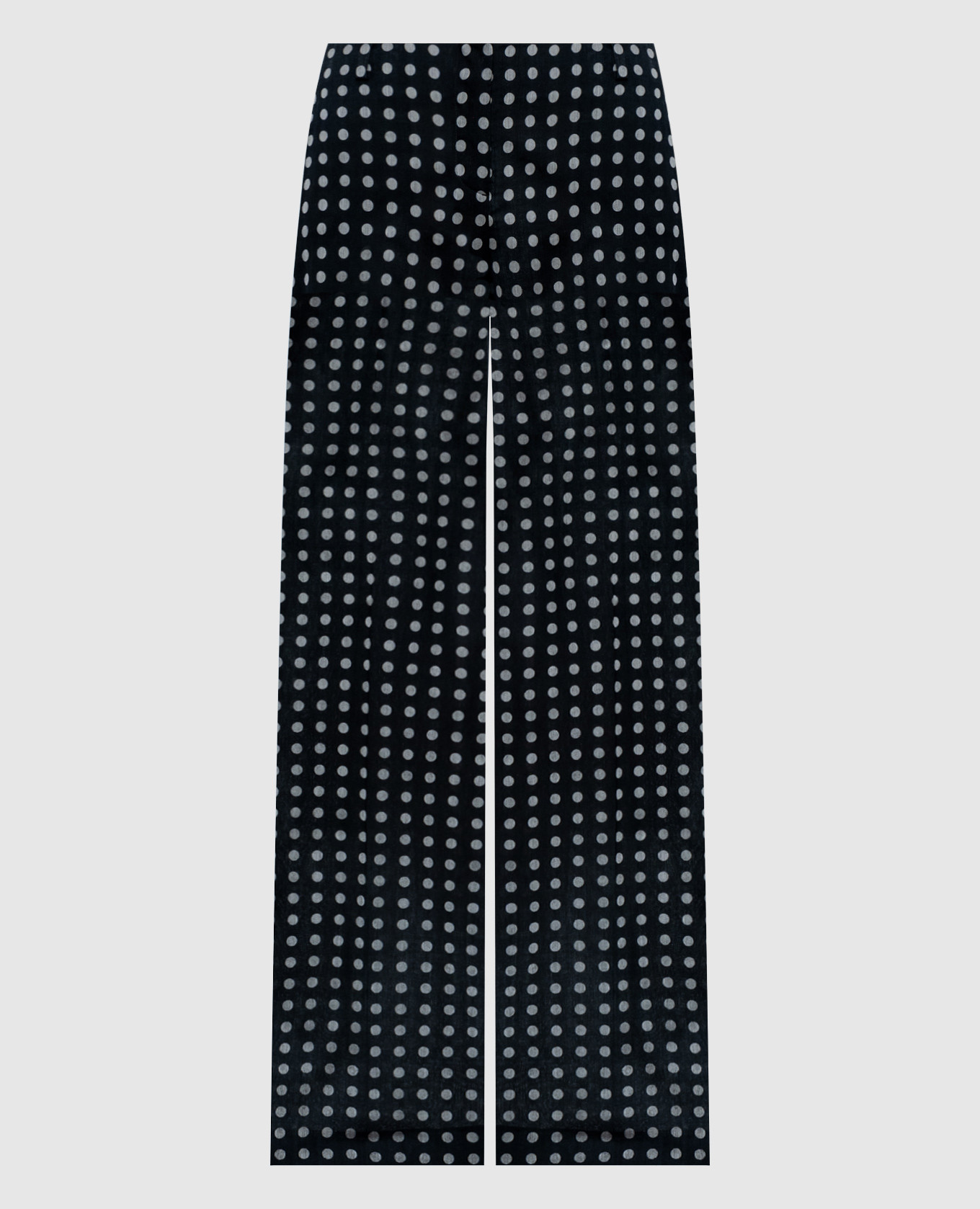 Pantaloni di seta neri a pois
