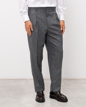 Brunello Cucinelli Gray striped wool pants MR473S2440