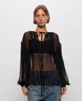 Dolce&Gabbana Black silk blouse F7BR1TFU1AT