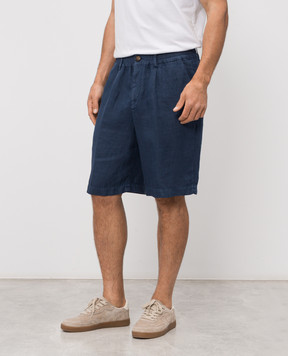 Brunello Cucinelli Blue linen shorts M243DU0065