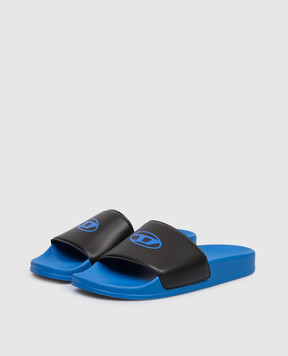 Diesel Children's black sliders with logo print BC1082KF0203640
