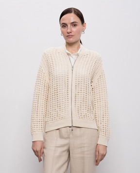 Peserico Beige openwork cardigan with sequins A99077F0709110