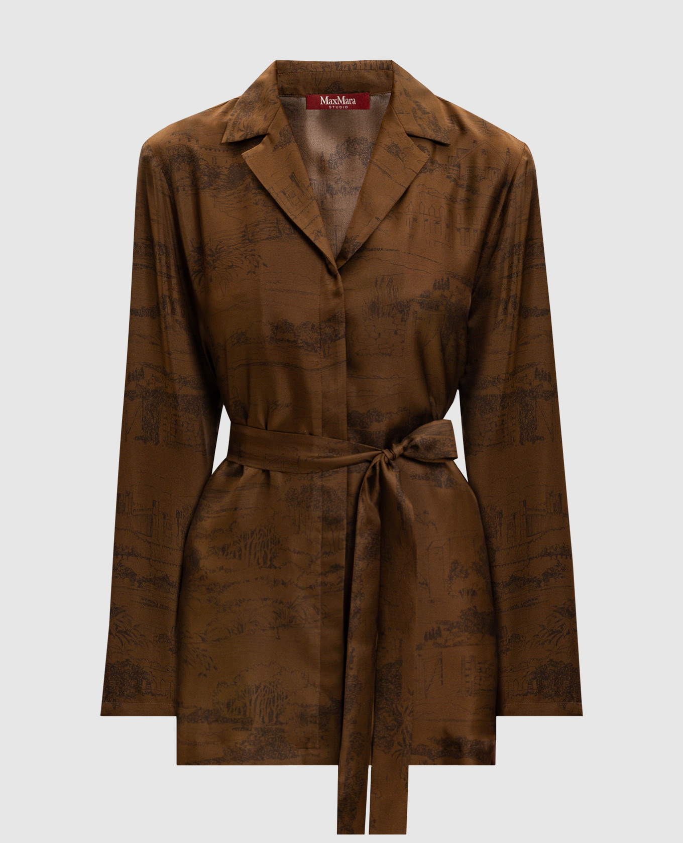 Bruine BITURO zijden blouse