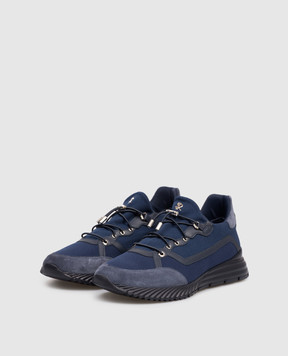 Stefano Ricci Blue combination sneakers with monogram logo UV689G2402TSDPWY