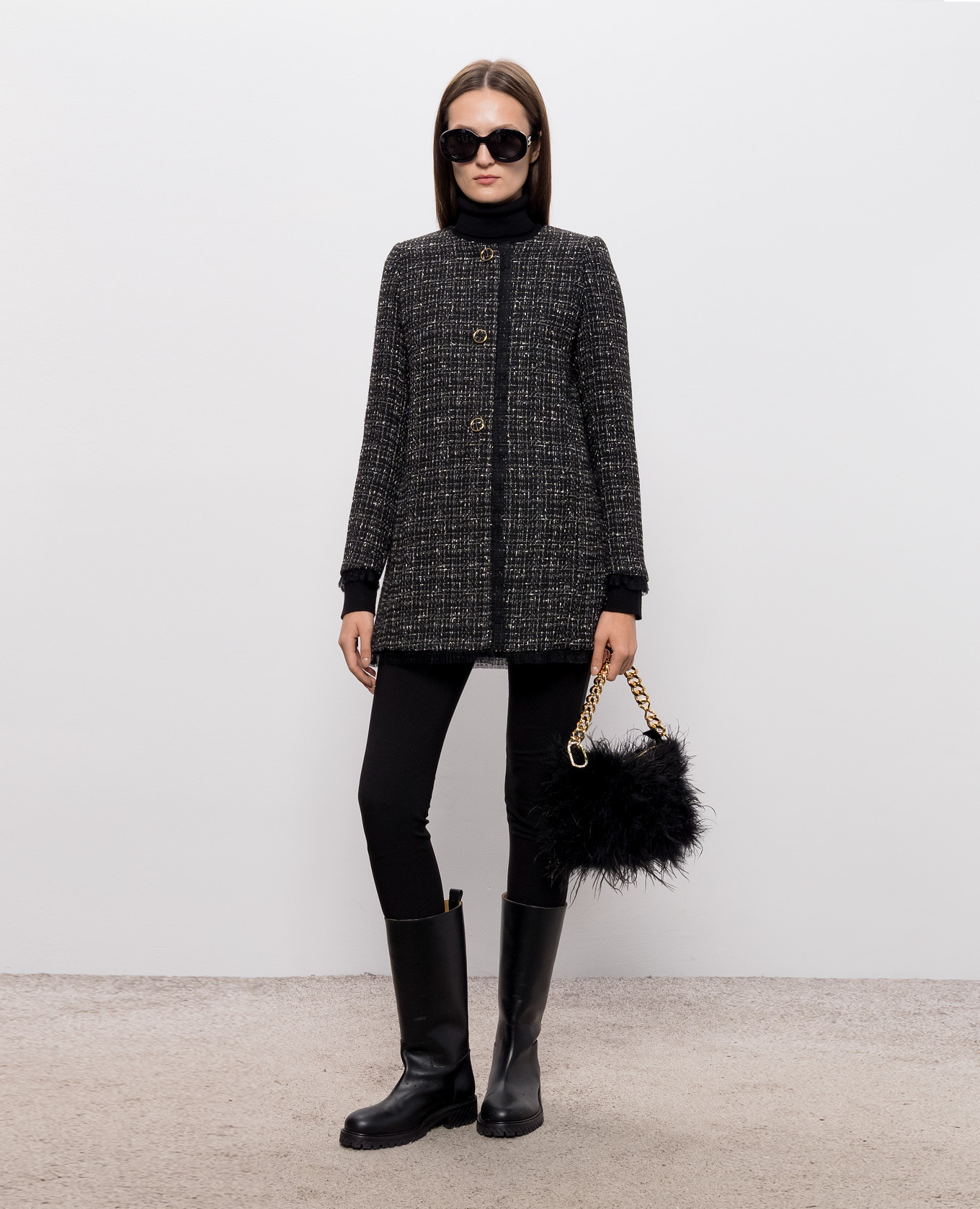 Black tweed coat Twinset 2