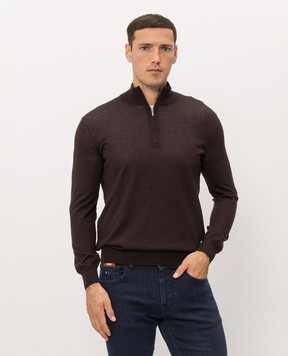 Bertolo Cashmere Brown cashmere and silk jumper 900071000006