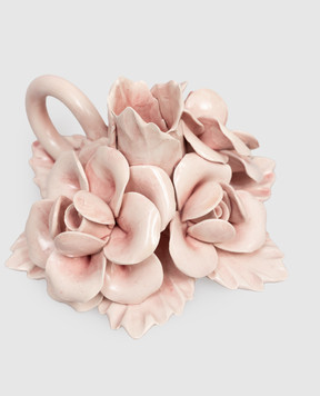Bitossi Home Pink ceramic candlestick with roses EMP00408