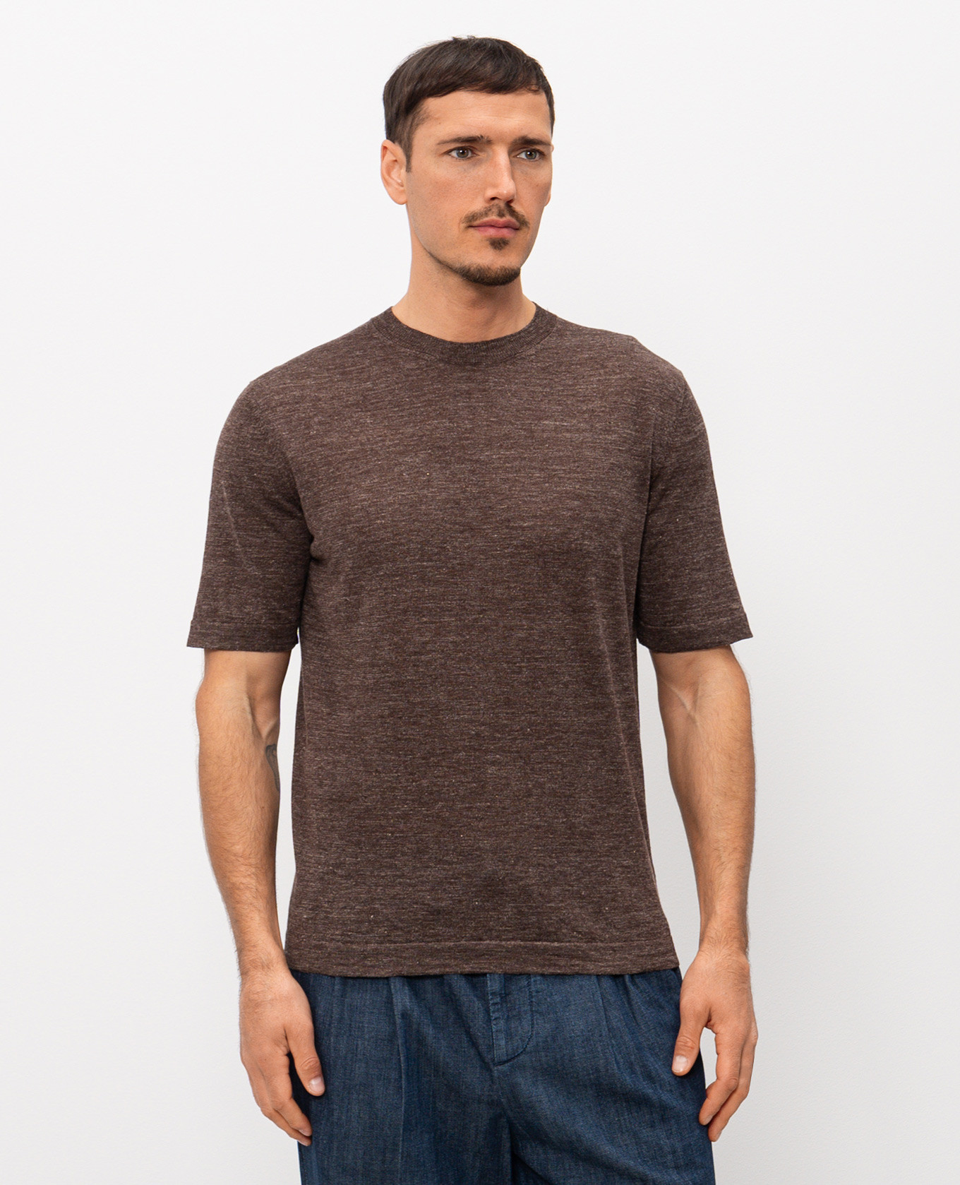Brown linen and silk T-shirt Cashmere&Whiskey 3