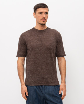 Cashmere&Whiskey Brown linen and silk T-shirt M54268085