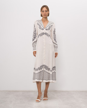 Twinset Ivory polka dot dress with floral print 262TP267B