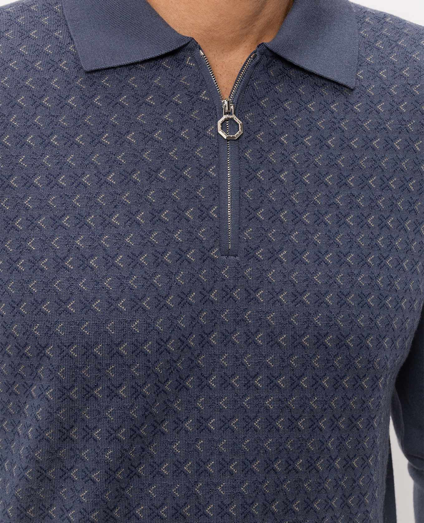 Blue wool and silk polo shirt Stefano Ricci 5