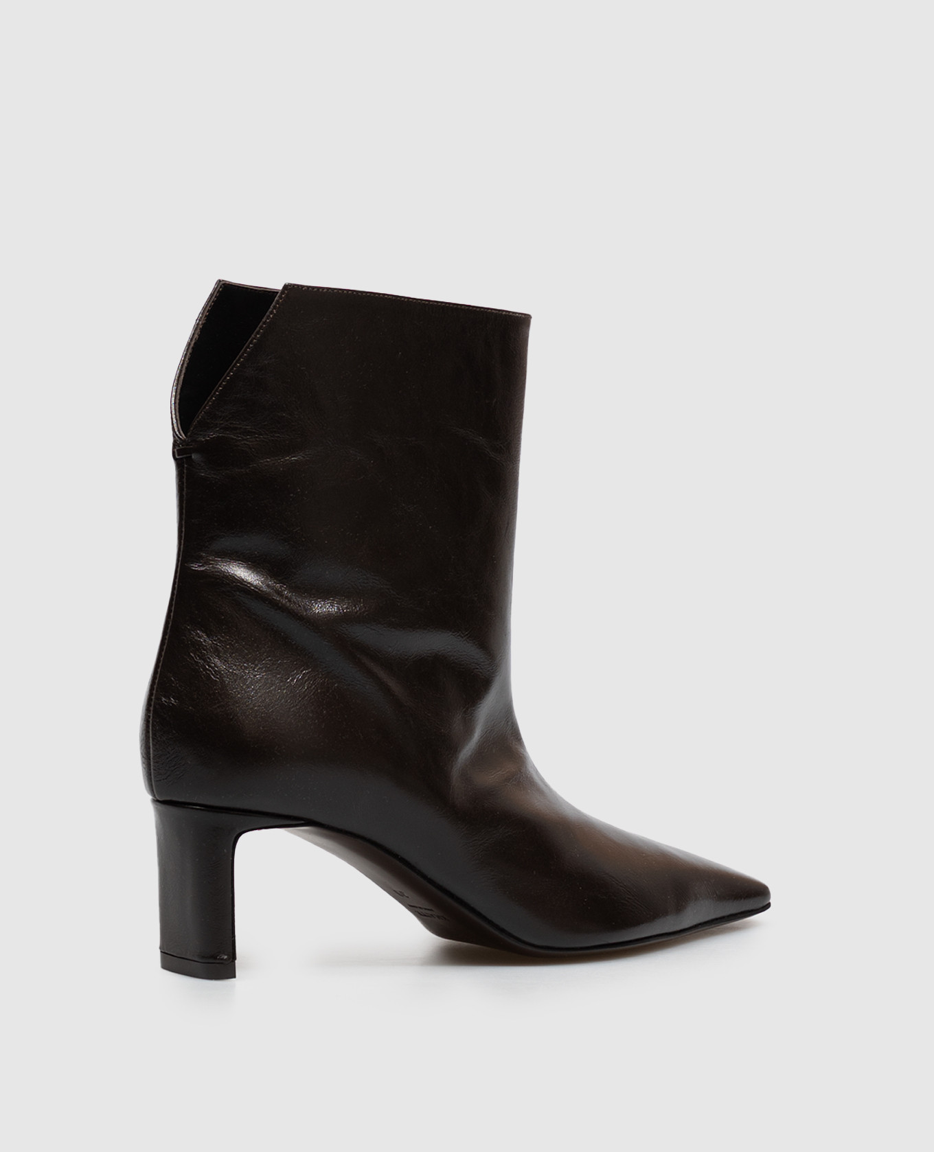 Brown leather glossy ankle boots Ona Khaite 3