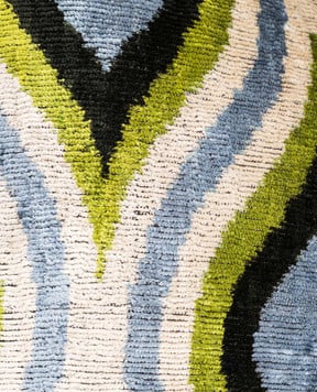 Les Ottomans Blue printed silk decorative pillow V10040X50D
