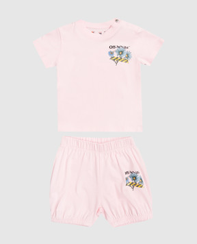 Off-White Children's pink T-shirt and shorts suit 44G2X00CS26J001