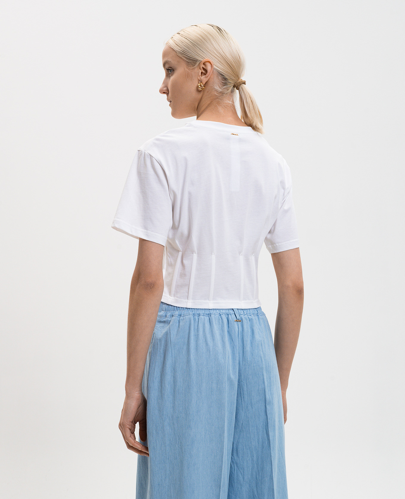 

White cropped corset style T-shirt Twinset