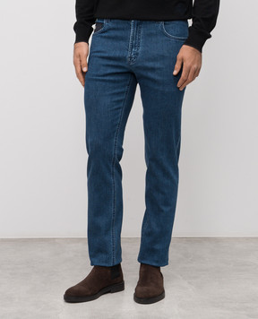 Stefano Ricci Blue jeans with logo patch MFT53B2110RT37BL