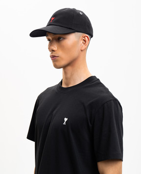 Ami Paris Black cap with embroidered Ami de Coeur emblem BFUCP006AW0041