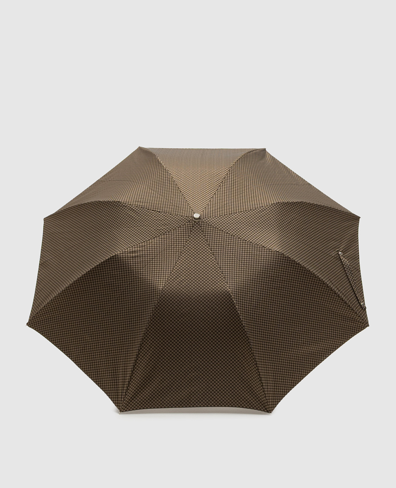 

Brown Pied de Poule folding umbrella with pattern Pasotti