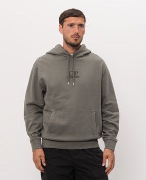 C.P. Company Green hoodie with logo embroidery MSS719B006372R