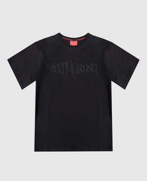Sprayground Children's black T-shirt with embroidered logo SPY1459BLK