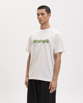 Palm Angels Ivory T-shirt with logo print PMAA109S26JER009
