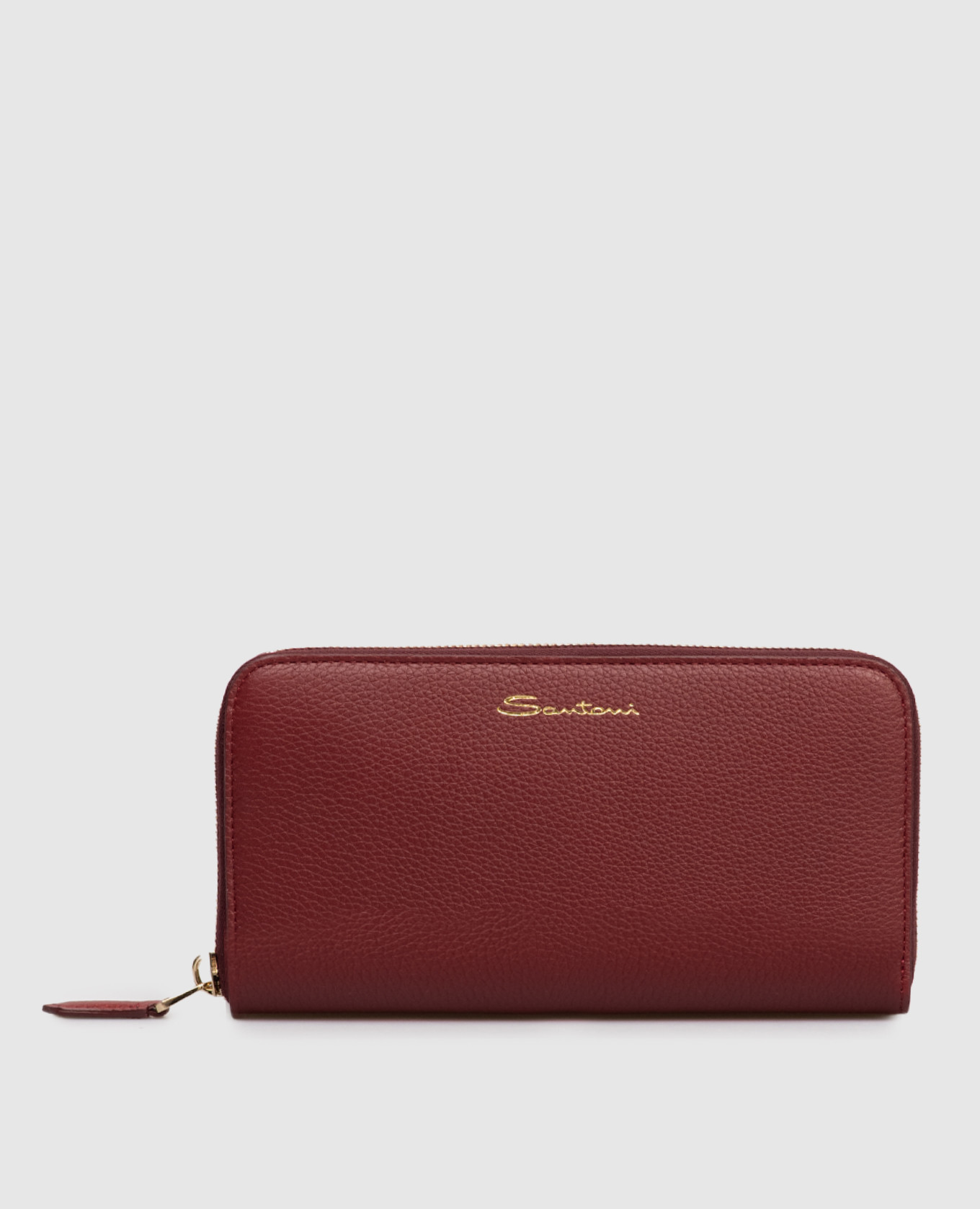 

Burgundy leather wallet with logo Santoni
