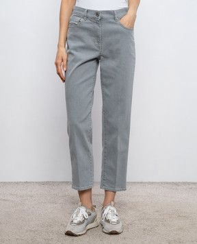 Peserico Grey jeans with logo patch A04621L7504953