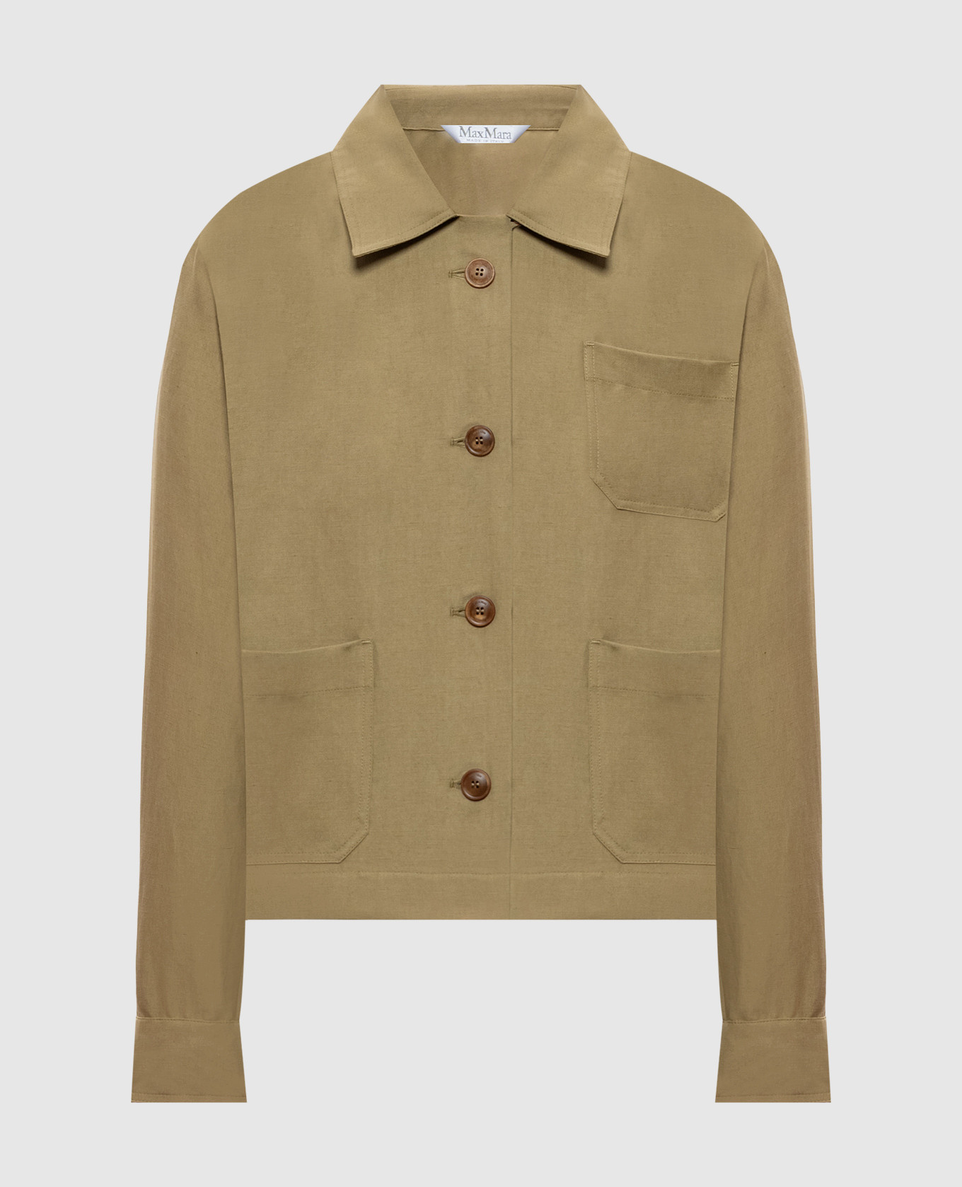 PALLORE linen and silk shirt in khaki