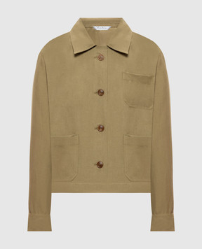 Max Mara PALLORE linen and silk shirt in khaki MXMPALLORE