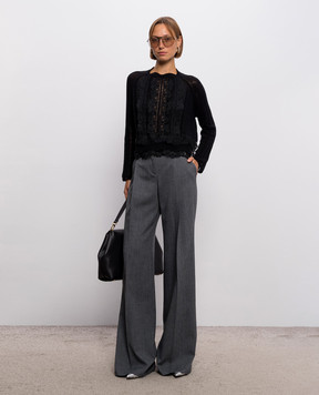 Ermanno Scervino Black cashmere sweater with lace D495M301APHYI