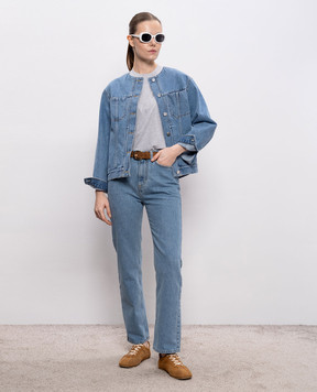 Loulou de Saison JUDE blue jeans with logo patch JUDELDS
