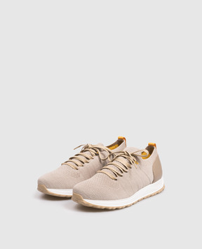 Doucal's Beige combination sneakers with logo DU3222SYDNPZ830
