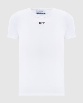 Off-White White ribbed T-shirt with OFF logo OWAA065C99JER005