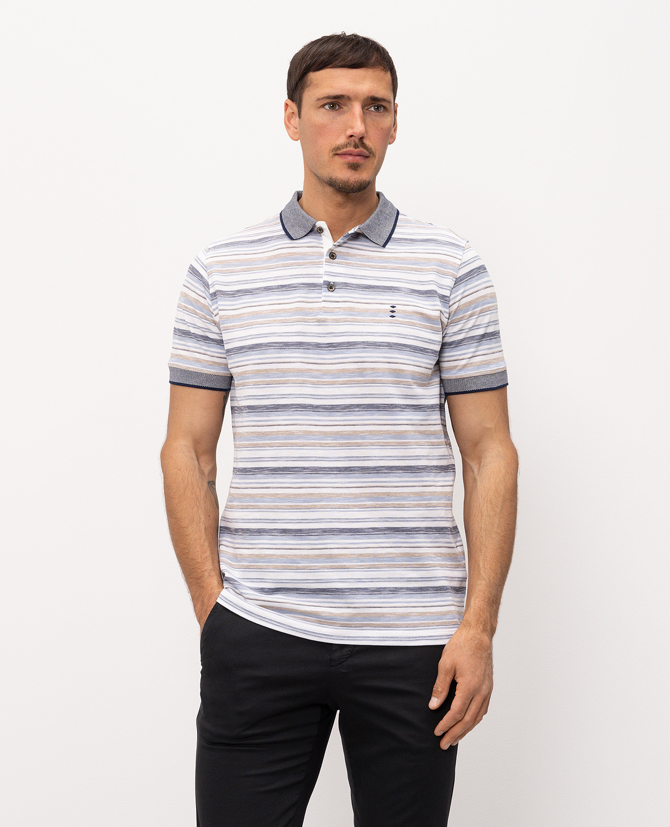 

Striped polo Florentino, White