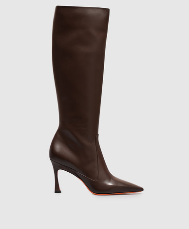 Brown leather boots
