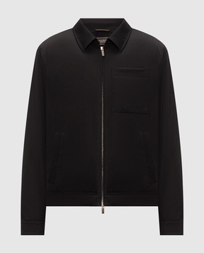 Peserico Black wool jacket with logo patch R5230302445