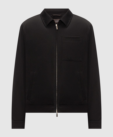 Black wool jacket with logo patch