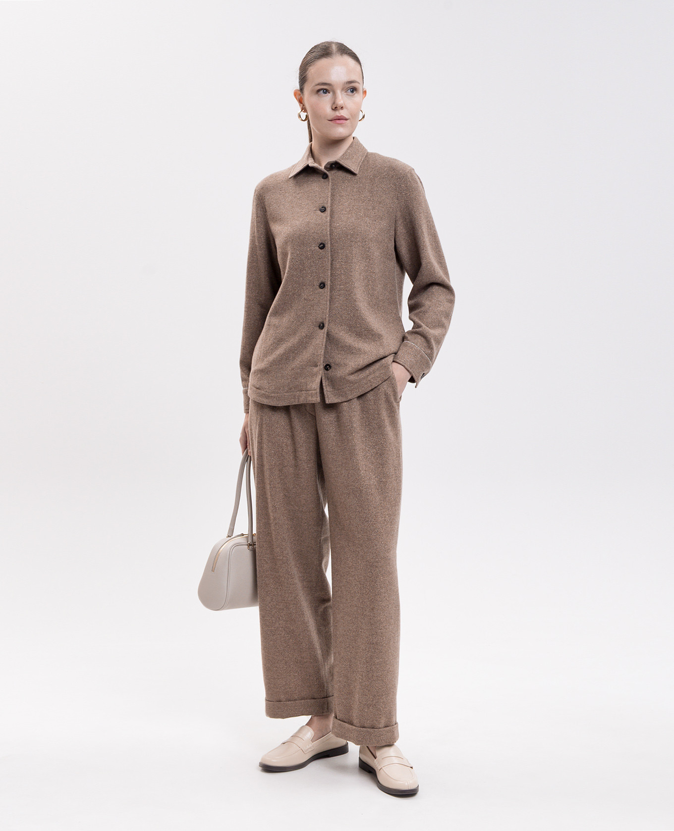 Brown shirt-style jacket made of wool and cashmere Peserico 2