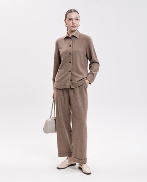 Peserico Brown shirt-style jacket made of wool and cashmere S2112804314
