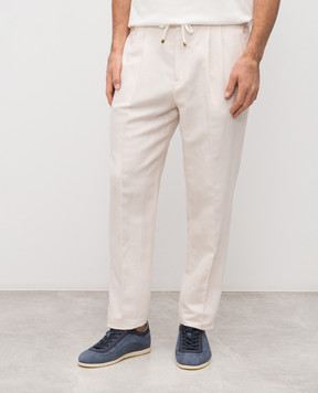 Brunello Cucinelli Beige linen pants MH255E1710